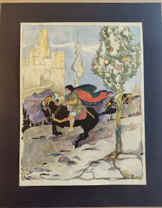 Untitled or Unknown Title, described as prince on black horse with castle and apple tree
