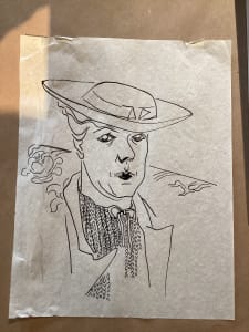 Untitled or unknown title, described as sketch of woman in hat