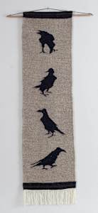 Four Vertical Crows Tapestry