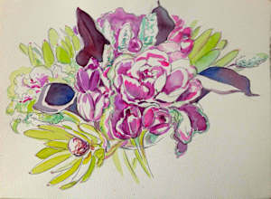 Red Cabbage, Protea, Calla Lilies Bouquet II