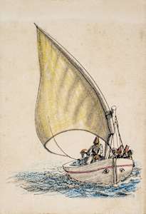 Untitled (Men on Sailboat with Eyes)