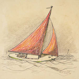 Untitled (Red Sailboat)