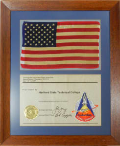 American Flag and Mission Patch Flown Aboard Space Shuttle Columbia