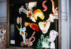 A Dozen Aliens installation, Caidoz/Broome Street Workshop Window, NYC