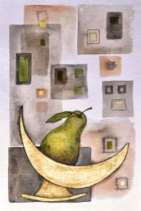 Green Pear on Gold