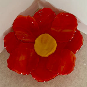 Red Swirl Flower Dish