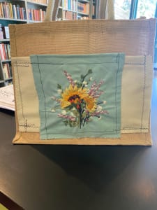 Flower Embroidery Sewn on  Bag