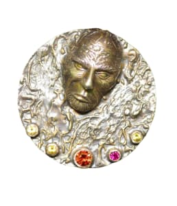 ''Pushing through the Fire'' Allegory of agony, pendant.