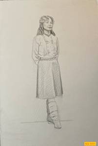 Mai Standing Leaning Against the Wall
