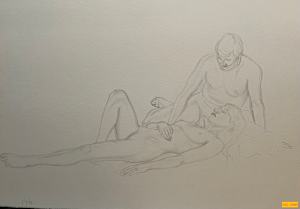 Untitled (Figure drawing nude female and male model)