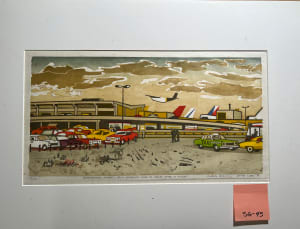 International Airport -- Neil's malemute gone to inquire after a flight.