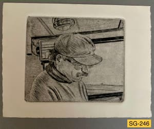 Russell, Aboard the Celeste drypoint #1