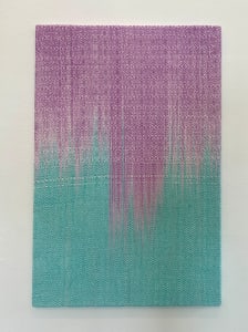 Pink and blue stretched weaving 1