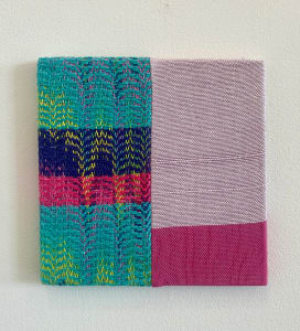 Pink and blue stretched weaving 4
