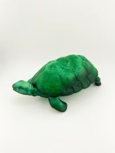 Czechoslovakian Malachite Glass Turtle Powder Box