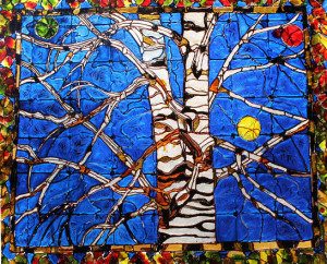 Birch Trees at night