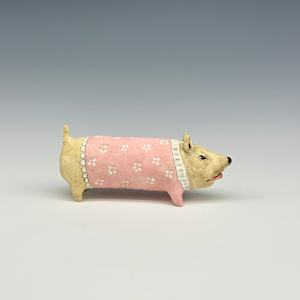 pink and white, mad-faced French fry