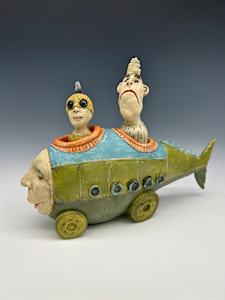 Green submarine fishcar - 2 seater