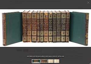 FRENCH LEATHER-BOUND LIBRARY SHELF BOOKS, WORKS OF VICTOR HUGO