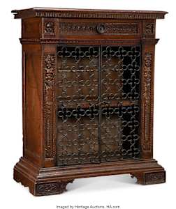 18th Century Italian Carved Walnut Grill Front Cabinet