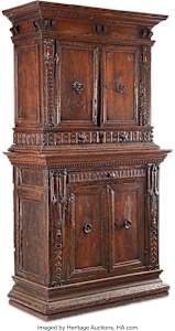 18th Century Italian Baroque Carved Walnut Two Tier Cabinet