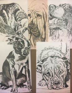 Mimi collection -black and white dog drawings -5pack