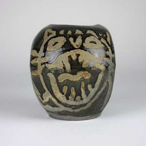 Raku Cat Vase