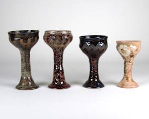Four Raku goblets