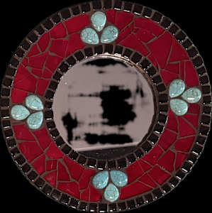 Red with Turquoise Teardrop Beads  Mirror