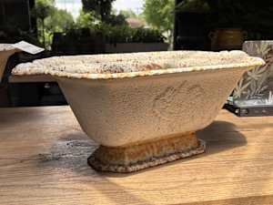 White Iron Trough Footed with Handles