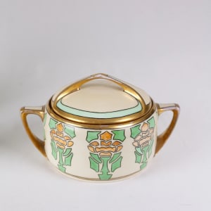 Hand-Painted Art Deco Covered Dish
