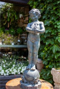 Bronze Child with Frogs Garden Fountain Head - in the style of Edith Parsons