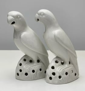 Chinese White Porcelain Parrots/ Pair