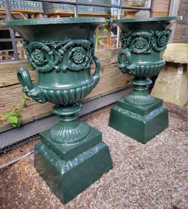 Pair Garden Cast Iron Urns  40"x20.5"