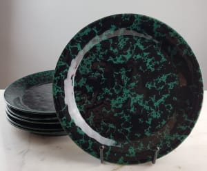 Bennington Black On Green  Salad Plates 8.75"/ Set of 6
