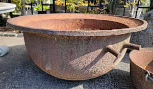 American Cast Iron Cauldron with Handles, c. 1920