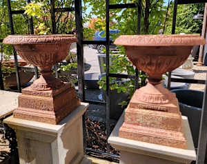 Abendroth Iron Urn on Base / Pair