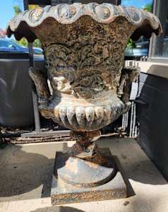 Botanical Vine Motif Iron Urn