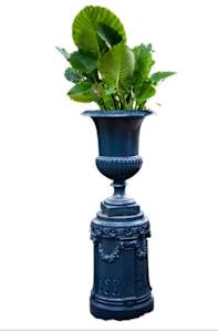 Neo-classical Egg and Dart Iron Urn on Plinth