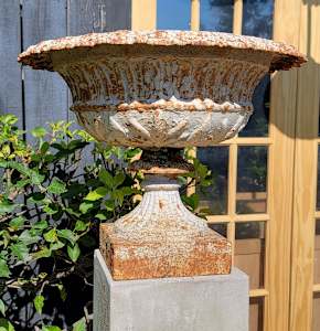 White Painted Low Urns / Pair