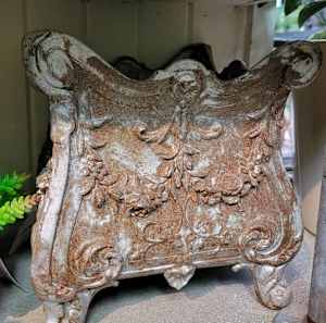 Victorian Square Iron Planter / Pair