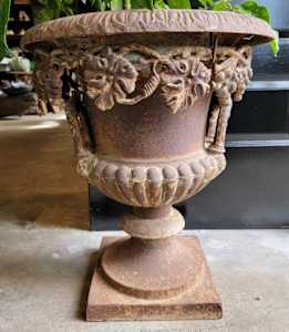 American Cast Iron Urn with Pierced Filigree