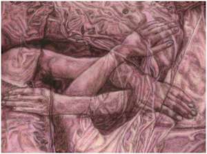 Imprints of Intimacy Excerpt 51 from the series, mixed media, $250.  Buyer pays shipping.  Prints available, contact artist.