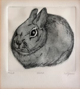 1970s "Hare" Dry Point Etching