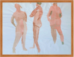 1970s 3 Female Nudes Watercolor "Arms Crossed"