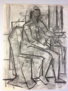 1950's Charcoal Female Nude Faceless Henry Woon
