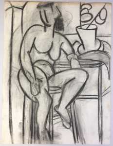 1950's Charcoal Female Nude Study Henry Woon