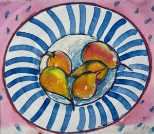 "Pears in Striped Bowl" Painting & Pastel Still Life Jack Hooper