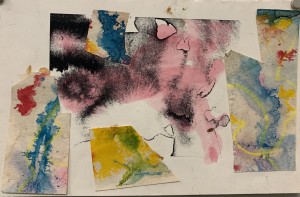 "Pink with Black Abstract Collage"