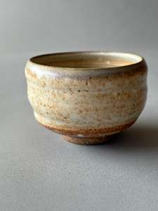 Ceramic Teabowl, Wood Fired Shino #6-12/24 firing